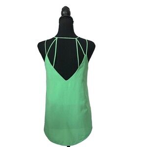 Newbury Kuston Wm's Dbl Strap Tank Top Sz S Green Strappy  Cami Boho